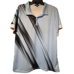 Ouku Shirt Mens XL Blue Polo Short Sleeve‎ California Black